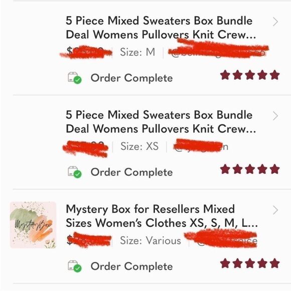 Sweater Bundle 5 Piece Mystery Box Knit Pullover Mock Crew Turtleneck Oversized - Picture 3 of 10